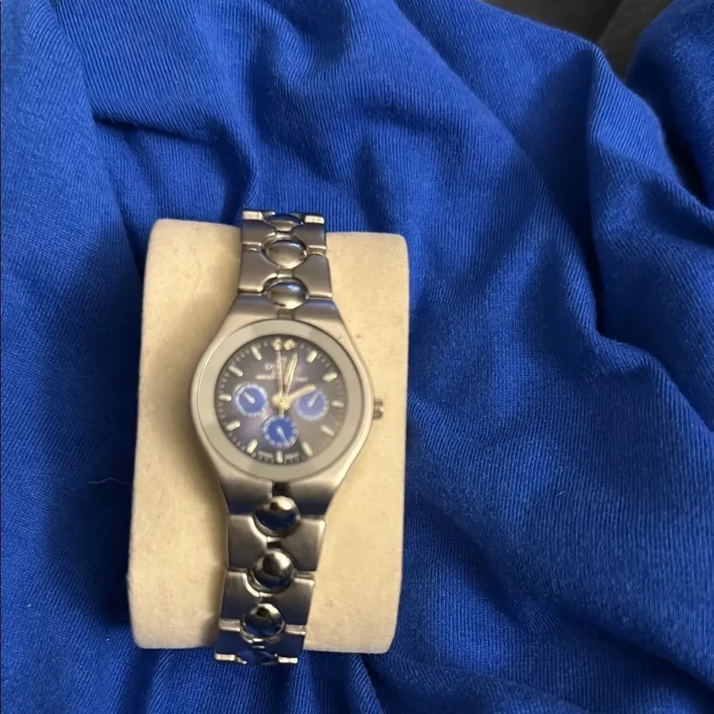 Denacci Silver Watch with Blue Dial